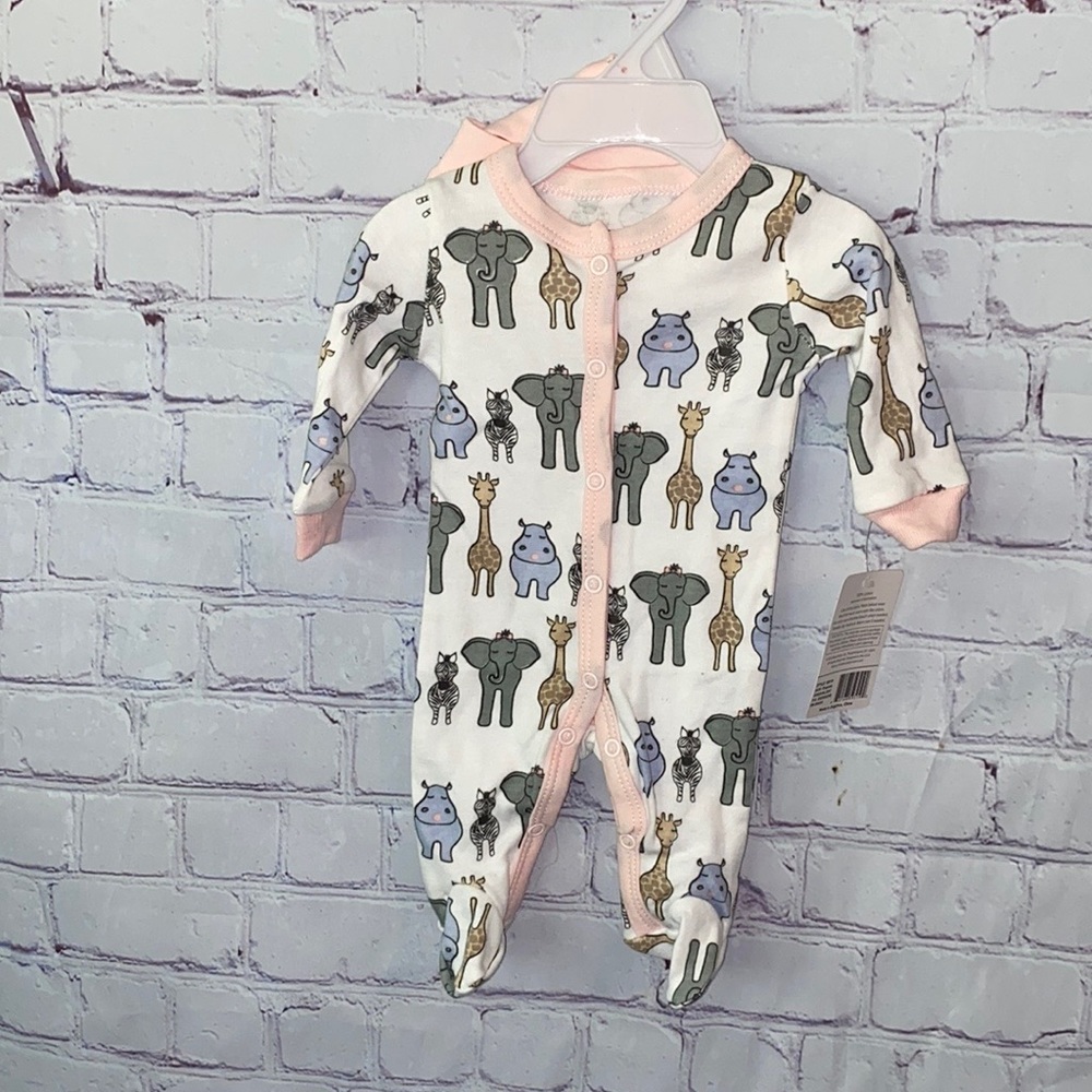 🌸NWT Hudson Baby Sleep N Play & Hat Size Preemie